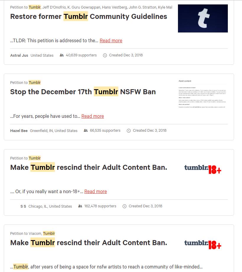 呼吁Tumblr取消成人内容禁令 国外网友联名请愿