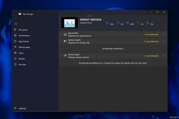 Win11新版管理器新功能 可查看应用和电池健康度