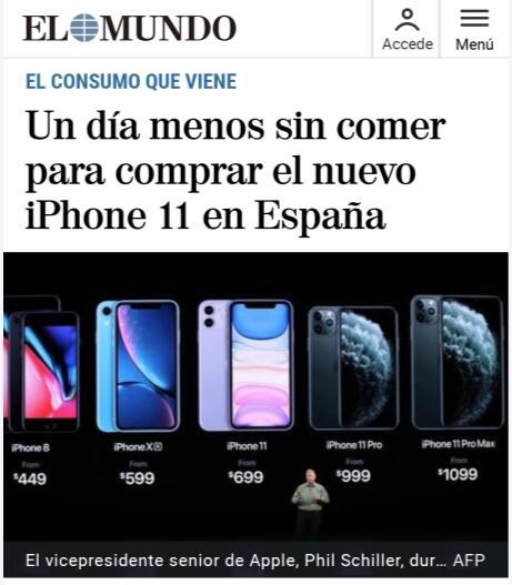 外媒：中国人买64GB iPhone11 Pro需一个月工资 美国人需6天 瑞士最快只要5天